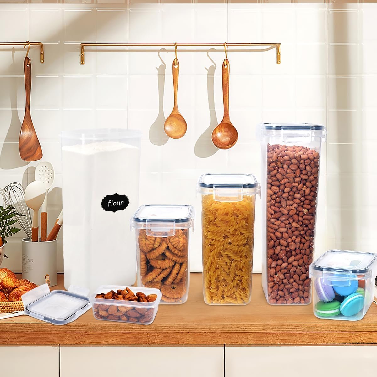 Anshine 30 Pack Airtight Food Storage Containers Set, BPA Free Pantry Storage Containers Kitchen & Cereal Organizer Containers for Food Storage - Labels & Marker