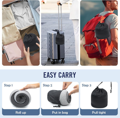 Neck Pillow Travel Head Rest, Memory Foam Comfortable & Breathable Soft U Shaped Pillows for Travel Airplane,Business Trip Neck and Shoulder Support with Luxury Bag,3D Contoured Washable Cover (Grey)