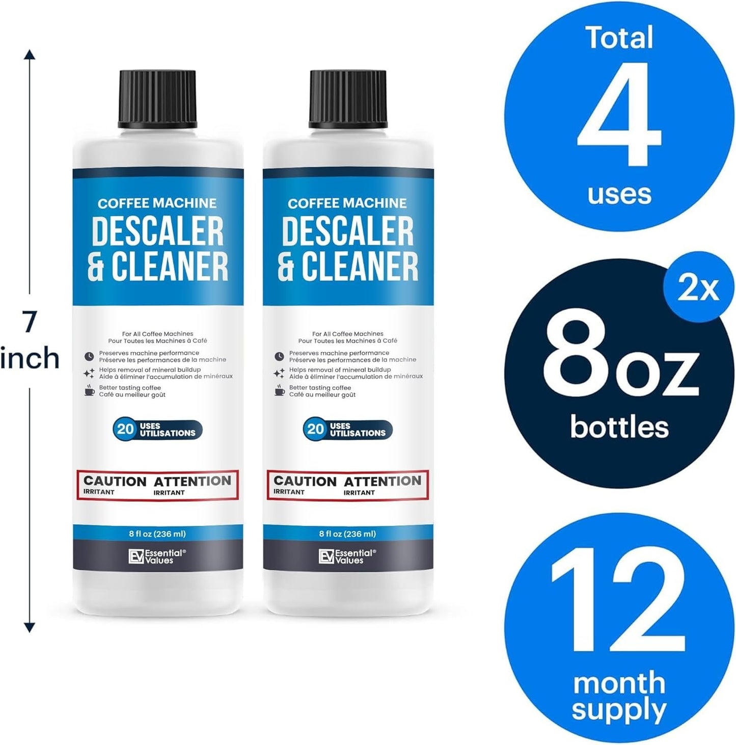 Essential Values Universal Descaler for Espresso and Keurig Coffee Machines, 2 Pack