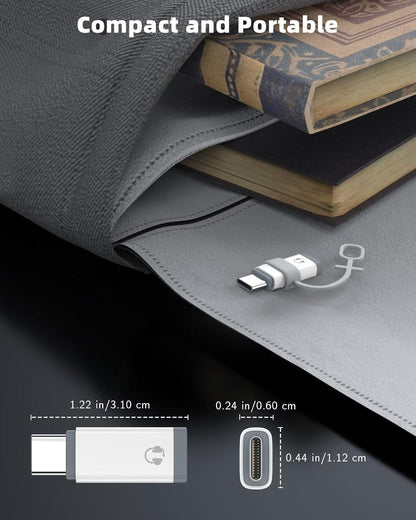 MoKo Lightning to USB C Adapter Audio Support Line Control, Lightning to USB C Adapter for Headphones for iPhone 16/15 Pro Max Plus, iPad Air/Pro/Mini, Not for Charging/Data Transfer, White