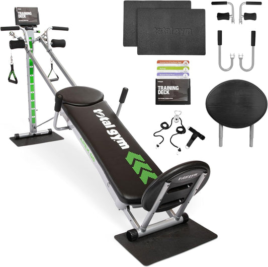 Total Gym APEX Versatile Indoor Home Workout Total Body Strength Training Fitness Equipment with 6, 8, or 10 Levels of Resistance and Attachments