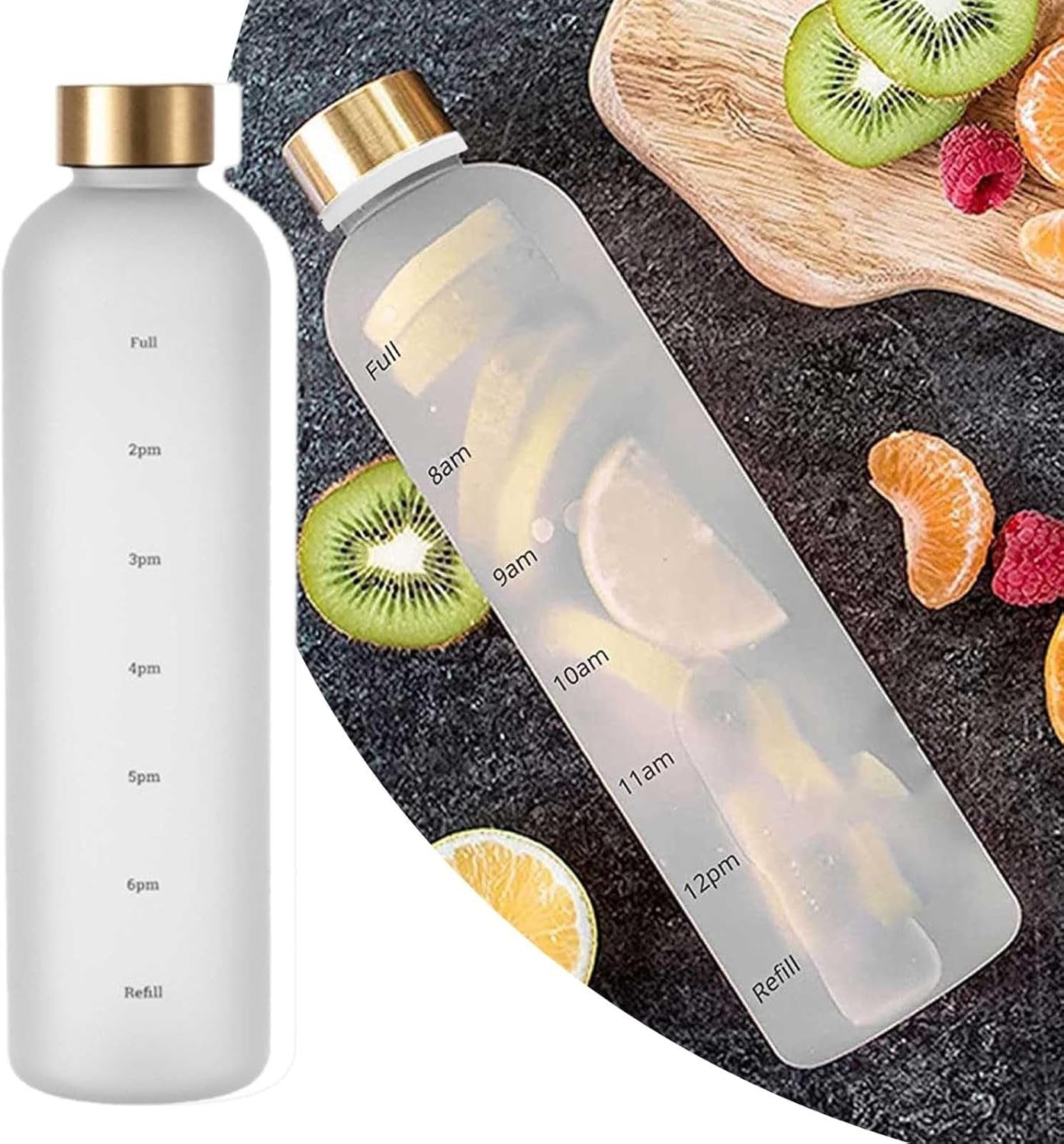 GpahrrDnij White Water Bottles Reusable Motivational Water Bottle PC Space Cup Plastic Water Cup 1000ML Drinking Cups for Adults (White, One Size)