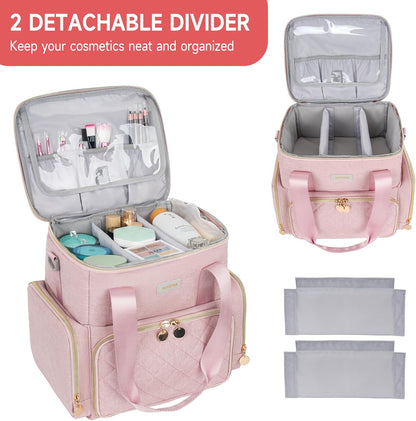 Large Double Layer Makeup Bag, Candy Pink, Storage Bag, Pink Storage Bag, pink, Storage Organizer Bag