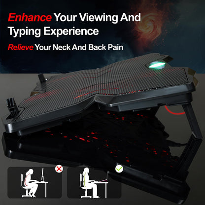 Laptop Cooling Pad - F4 Plus, Adjustable Height, 4 Quiet Fan, Red LED, Slim Lap Top Cooler, Fits 11"-17 inch Laptops, USB Powered Computer Chill Mat, Cooling Stand, Gaming Cooler
