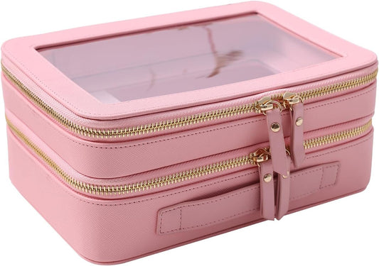 SANHECUN Clear Travel Toiletry bag Toiletry Case Carry on Travel Accessories Bag Makeup Bag, Pink, SHC-TL-2, Cosmetic Bag