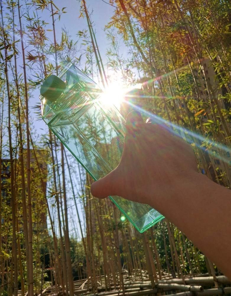 1000ml/34oz Cute Leakproof Clear Milk Carton Water Bottle Portable Drinkware for Outdoor Climbing Tour or Camping