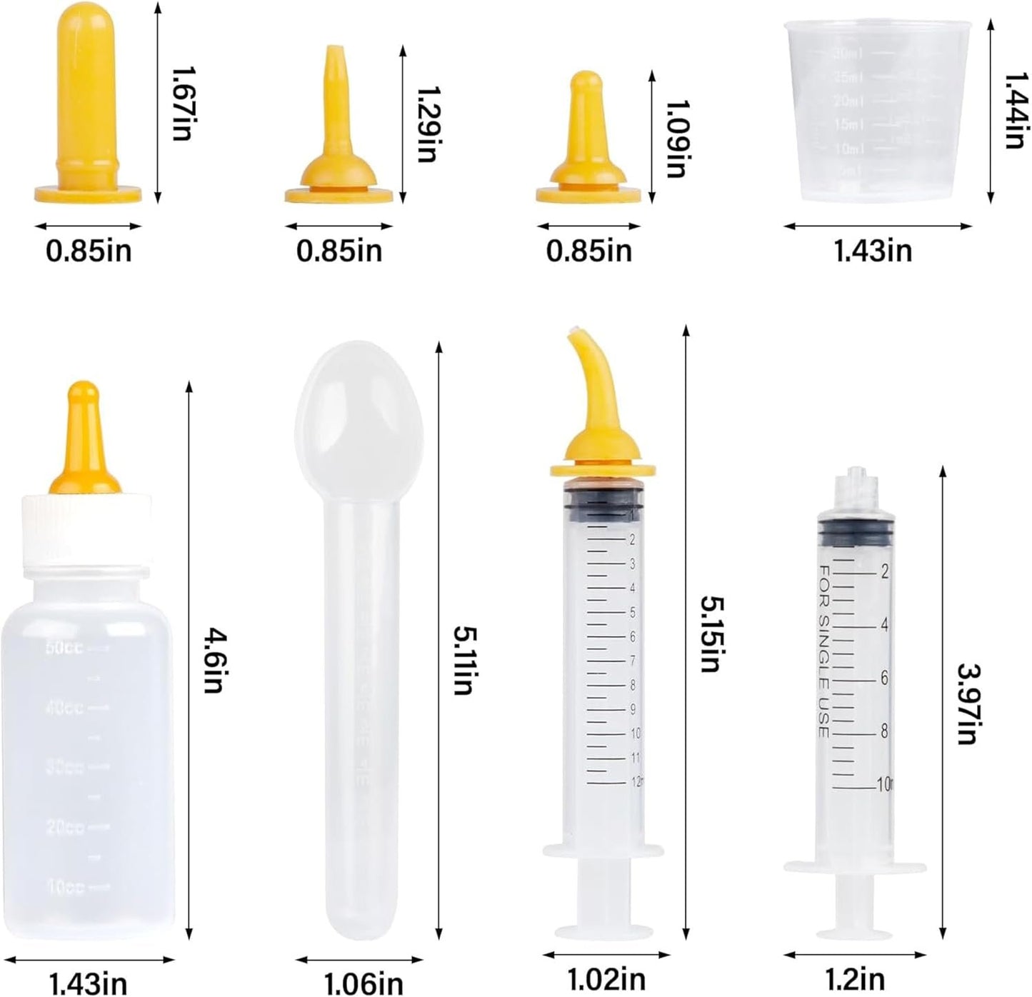 Pet Nursing Bottle, Mini Feeding Bottle and Syringes, Newborn Feeding Nipple Set With 5 Pacifiers for Puppies, Kittens, Rabbits, Squirrels and Other Small Animals