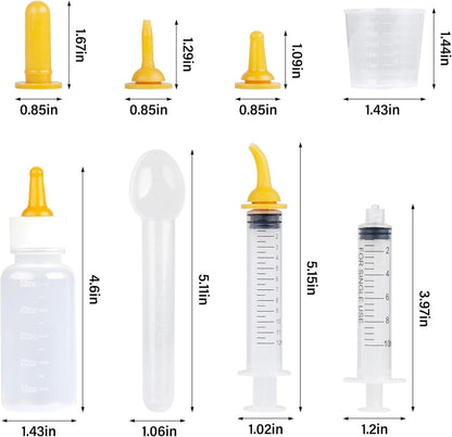 Pet Nursing Bottle, Mini Feeding Bottle and Syringes, Newborn Feeding Nipple Set With 5 Pacifiers for Puppies, Kittens, Rabbits, Squirrels and Other Small Animals