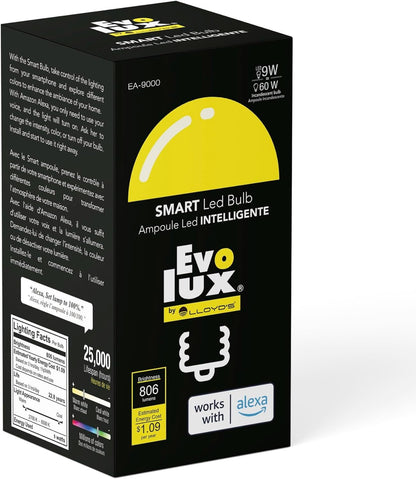 WiFi LED Dimmable Smart Light Bulb (E26) - Ampoule Intelligente - Smart Bulbs Alexa Compatible - Colour Changing, 806 Lumens - Energy Saver for 2.4 GHz Networks No Hub Needed - Warm & Cool White Light