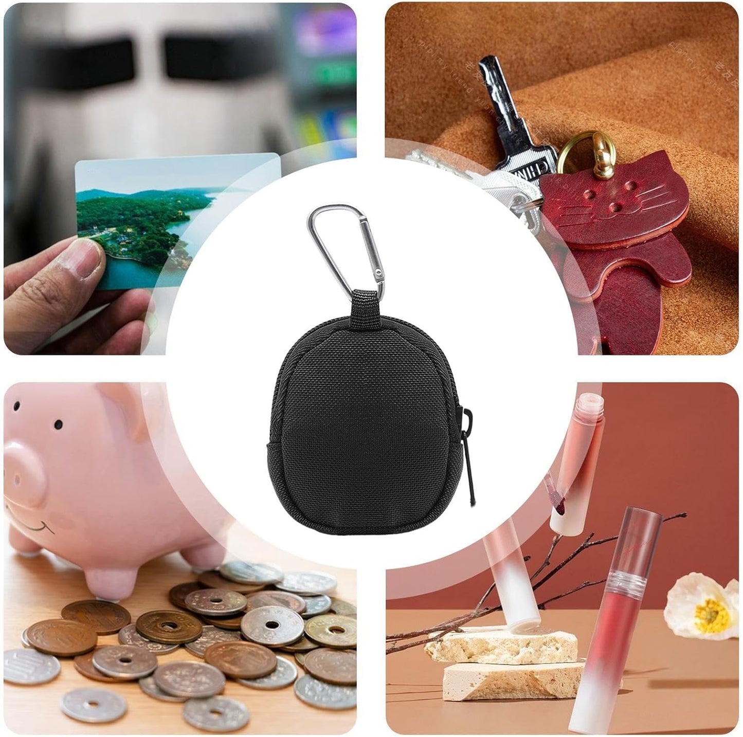 Multi-Functional Keychain Pouch Wallet, Outdoor Waist Case and Backpack Accessory for Travel, Camping, Hiking, Fishing, Cycling, and Exploration, Versatile Organizer for Gear Solution, Black, Please
