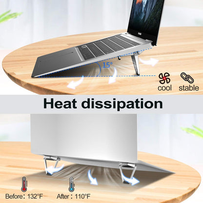 ZELMINE Laptop Stand for Desk, Portable Anti-Slip Keyboard Riser, Zinc Alloy Keyboard Stands, Computer Stand Compatible with MacBook Air/Pro, 10-15.6 Inches Laptops and Keyboards (Sliver)