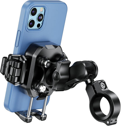 iMESTOU Anti-Vibration Phone Mount for Motorcycles and Bikes with Shock Absorbers & Anti-Theft Design, 1" Ball Phone Mount Suitable for 5.2"-7.2" Up to 15mm Thick Phones, Fits for 22-32mm Handlebars