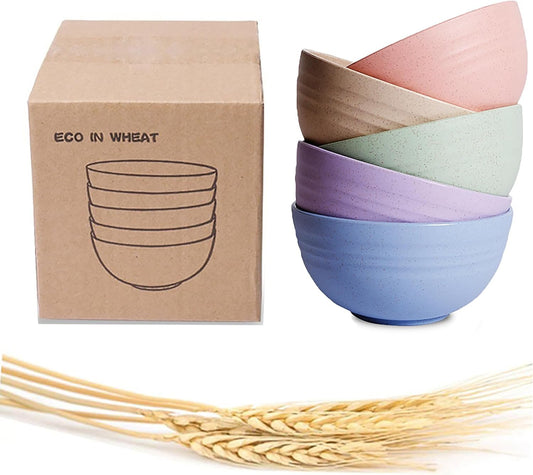 Choary Eco-Friendly Wheat Straw Baby Bowls, Microwave Dishwasher Safe Bowl Sets - Unbreakable Natural Non-Toxin Mini degradable Bowls for Snacks,Fruits, BPA Free Set of 5.