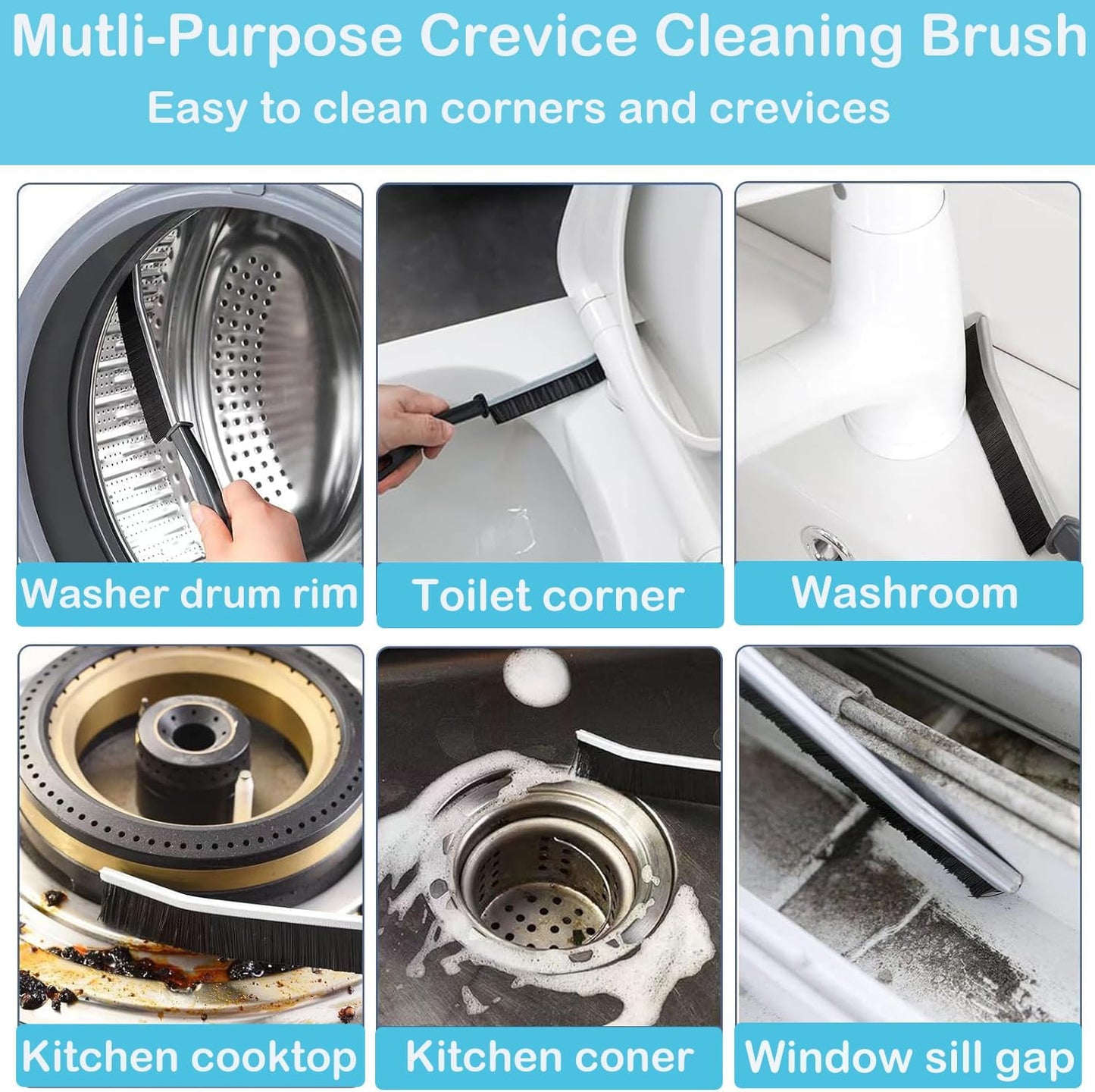 YUENTOEN 9Pcs Crevice Cleaning Brush, Multifunctional Gap Cleaning Brush Tool, Bathroom Gap Brush, Hard Bristle Crevice Cleaning Brush for Kitchen, Bathroom