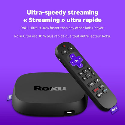 Roku Ultra 2024 | The Ultimate Streaming Player - 4K Streaming Device with HDR10+, Dolby Vision & Atmos - Bluetooth & Wi-Fi 6 - Rechargeable Voice Remote Pro with Backlit Buttons - Free & Live TV