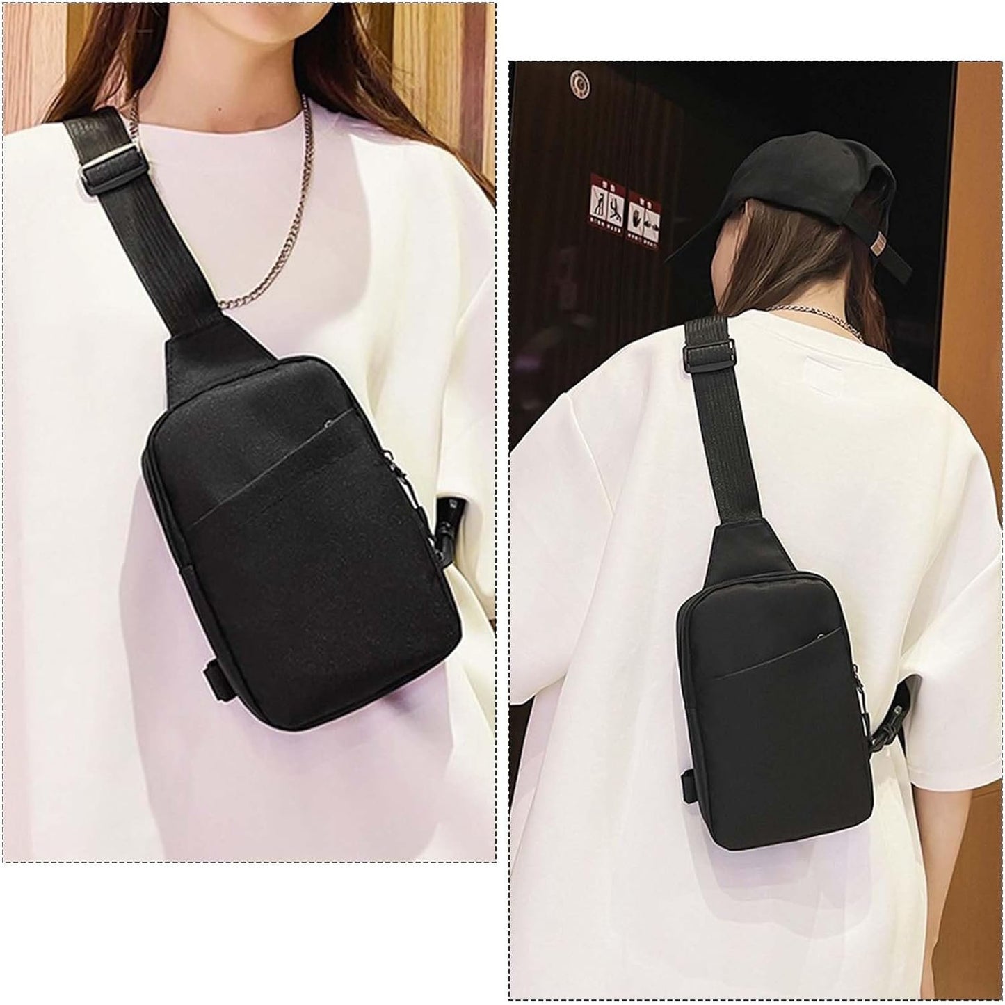Sling Bag for Men Women, Lightweight Chest Bag Crossbody Backpack Anti Theft Casual Small Shoulder Chest Bag Adjustable Shoulder Strap Daypack for Travel Outdoor Hiking Sports