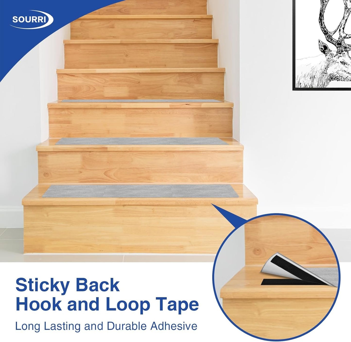 SOURRI 1 In x 82 Feet Hook and Loop Tape Sticky Back Fastener Roll, Nylon Self Adhesive Heavy Duty Strips Fastener for Home Office School Car and Crafting Organization