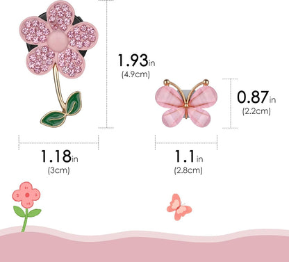 Biiange 6Pcs Bling Butterfly Daisy Air Vent Clips, Flower Car Air Vent Diffuser, Freshener with Butterfly Clip, Cute Decoration Car Interior Decor Bling Accessories for Women (Pink)