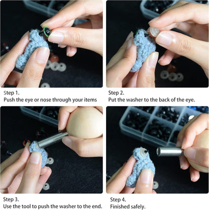 UPTTHOW Auxiliary Tool for Attaching Safety Eyes and Washers, Doll Eyes and Noses for Amigurumi, Bear Eyes Fix Install Utensil for DIY Craft Crochet Making Accessories Supplies
