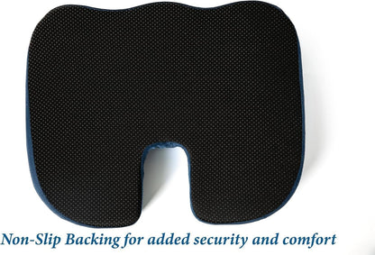 Comfort Mantra Memory Foam Seat Cushion for Car & Office – Ergonomic Tailbone Pillow for Lower Back Pain Relief – Coccyx Support Chair Pad for Long Trips, Trucks, Travel & Desk Chairs