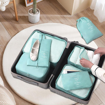 Travel Storage Bag, Suitcase Packing, 7 Cubes, Lightweight Luggage Organizer, Water-Resistant Efficient Space Saving Accessories 330g for Vacation, Business Trips
