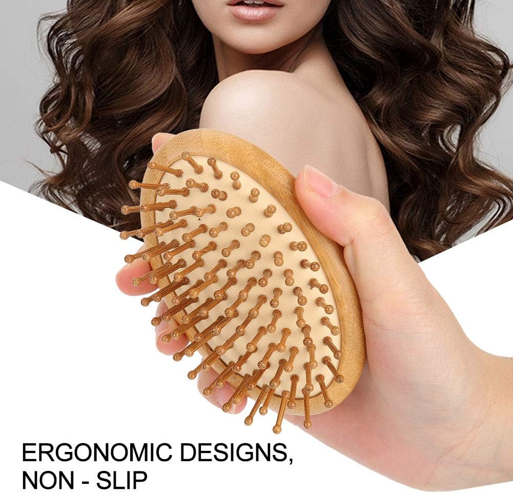 Burappoi Wooden Massage Comb, Mini Brush, Detangling Hairbrush Massage Hair Brush No Handle Scalp Care Styling Comb Paddle Hair Brush Hairdressing Comb for Straight Curl Hair(#1)