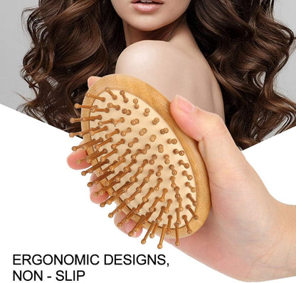 Burappoi Wooden Massage Comb, Mini Brush, Detangling Hairbrush Massage Hair Brush No Handle Scalp Care Styling Comb Paddle Hair Brush Hairdressing Comb for Straight Curl Hair(#1)