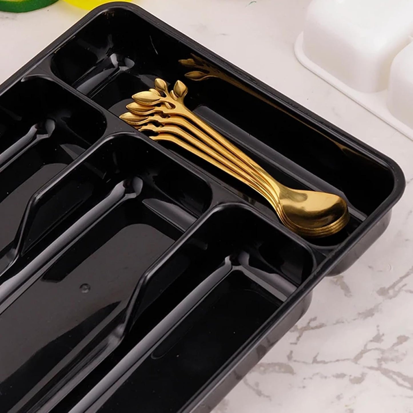 Silverware Holder Small Kitchen Utensil Drawer Organizer Plastic Silverware Organizer Utensil Holder Silverware Tray Cutlery Organizer Black