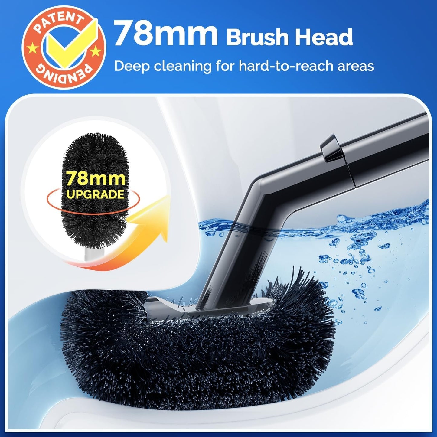 HAMITOR Toilet Brush and Plunger Set, Plungers for Bathroom Toilet Heavy Duty, Bowl Brush and Holder with Extended Handle, 2-in-1 Bathroom Accessory Cleaning Combo with Modern Caddy Stand - Black