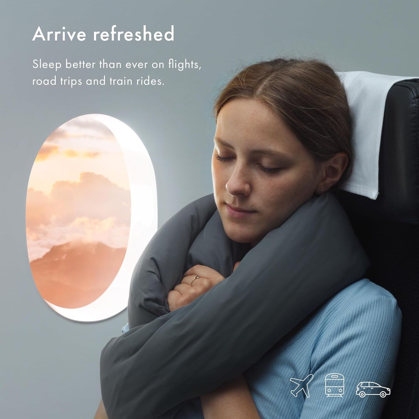 Huzi Infinity Pillow - Home Travel Soft Neck Scarf Support Sleep (Ochre Yellow),12 x 18, (H1267OY)