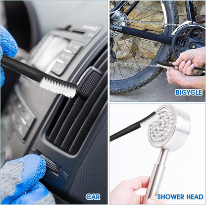 Double-Ended Nylon Cleaning Brushes, Set of 9, Black & White, Plastic Handles, Ideal for All Kinds of Small Objects