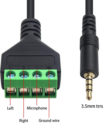Poyiccot 3.5mm Speaker Wire Adapter, 3.5mm (1/8") 4 Pole Stereo TRRS Male Jack to AV 4 Screw Terminal Block Balun Connectors Cable 30cm (1/8inch/ 4pin)