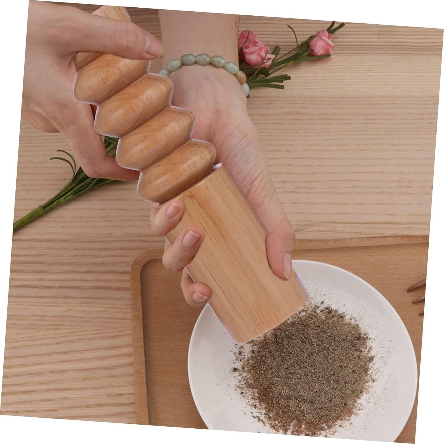 Zerodeko Utensili Manuali Macinapepe Strumento Per Condire Il Bottiglia Di Condimento Utensile Da Cucina Strumento Di Cottura Gadget Da Cucina Filo Abrasore Ricino Frantoio Di Legno