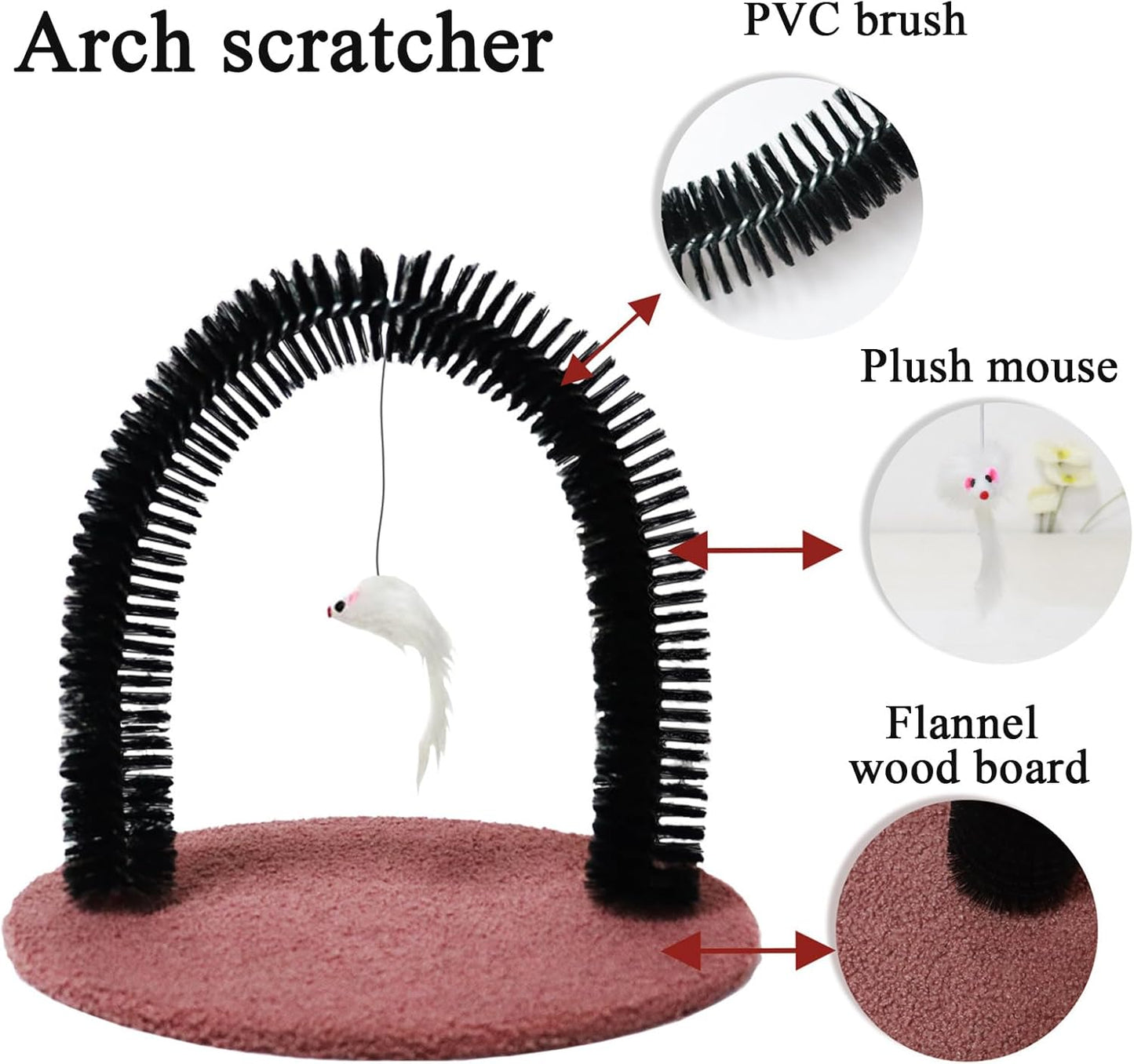 Cats Groomer, Cat Arch Grooming Brush, Scratching Hair Massager, Bristle Tools for Shedding and Cleaning, Suitable Kittens, Cat Rabbits, Durable & Hygienic Design