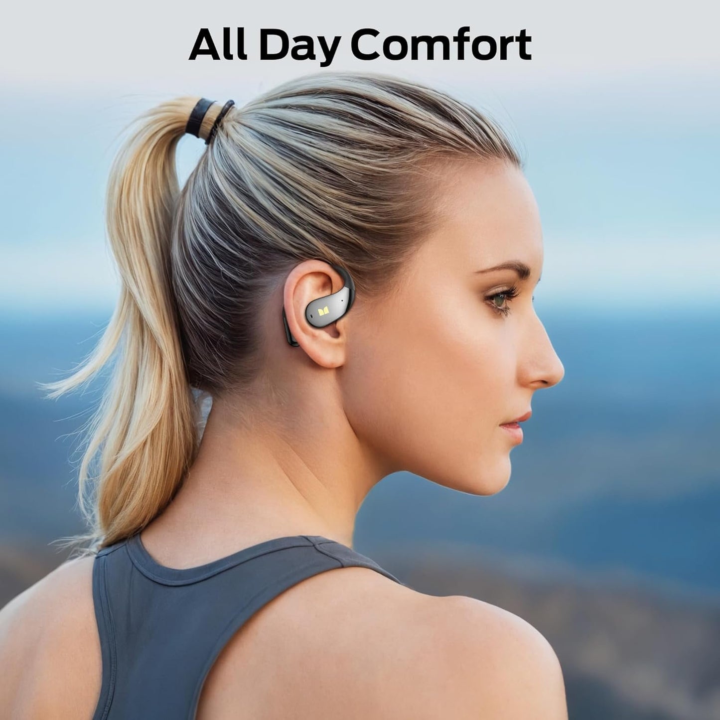 Monster Open Ear AC328 Wireless Earbuds, Open Ear Headphones 32H Playtime, Lightweight Comfort Bluetooth Earbuds, Bluetooth 6.0 Earphones Stereo Sound, Water Resistant Design for Sports, Black