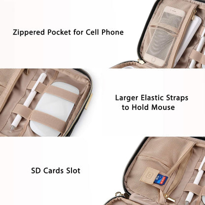 Bagsmart Travel Cable Organizer, Electronics Accessories Cases for Travel Essentials, Tech Bag for Cables, Hard Drives, Charger, USB, SD Card,Phone, Black