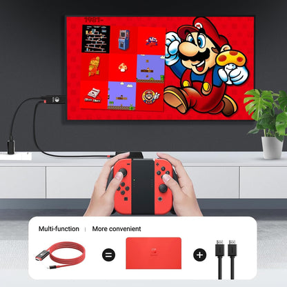 USB C to HDMI Adapter Cable for Nintendo Switch Dock,6FT/1.8M Switch Docking Station for TV with 4K Switch Dock HDMI Cable, 100W Switch Charging Dock- Black with Red