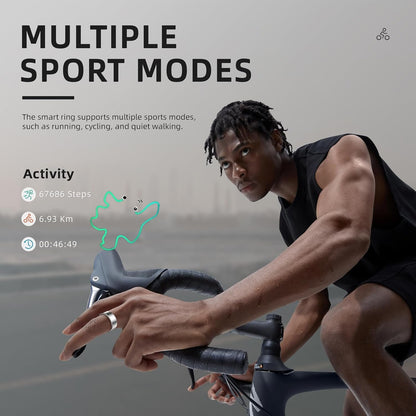 2025 2.0 Unisex Smart Ring Sports Recorder Without Subscription iPhone and Android app 3 Sports Modes (Black, 9#)