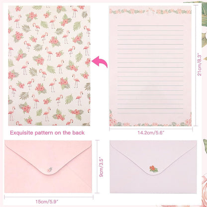 KSIWRE Stationary Paper and Envelopes Set, 36 PCS Lined Stationary Writing Paper with 18 PCS Matching Envelopes, Fresh Floral Style Letter Writing Paper for Invitations Gifts Holiday Wishes (KS-0012)