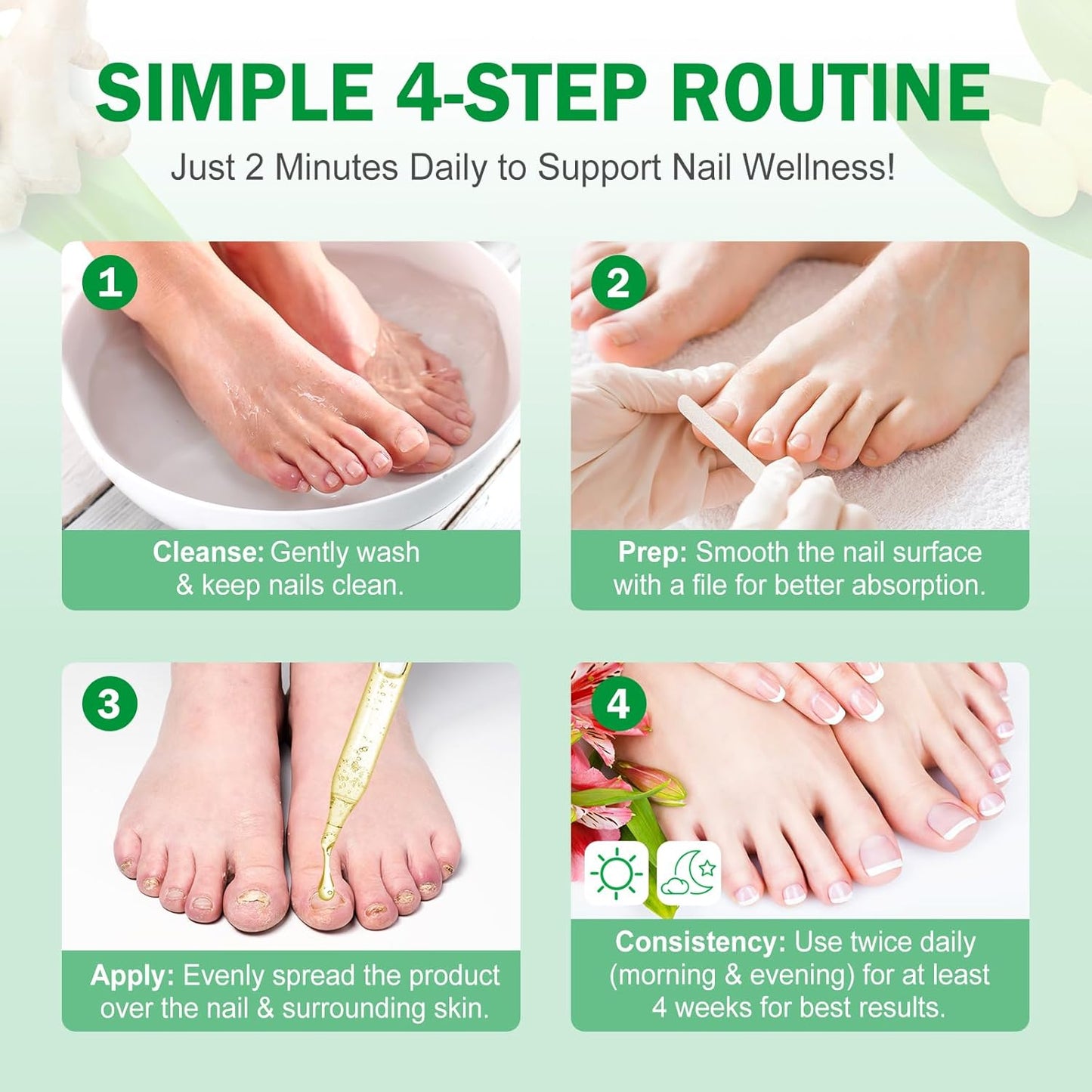 7 Day Nail Fungus Treatment | Natural Plant-Based Nail Repair Oil with Ginger Extract | Strengthens & Nourishes Nails & Cuticles | Repairs Discolouration & Brittleness | Suitable for Hands & Feet | 60mL