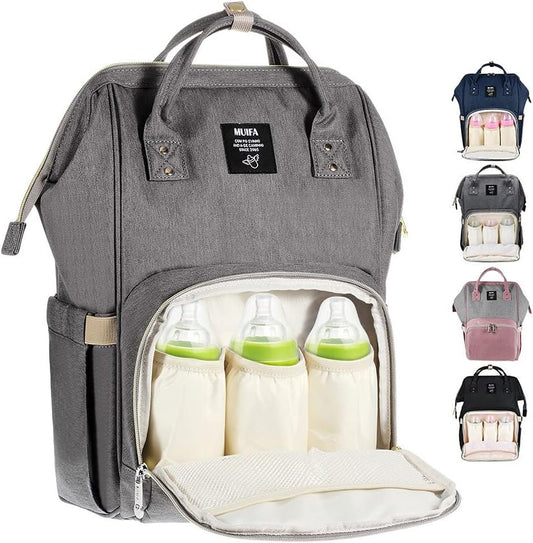 MUIFA Diaper Bag Multi-Function Waterproof Travel Backpack Nappy Bag for Baby Care with Insulated Pockets