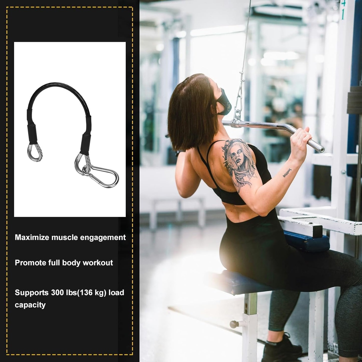 4pcs 10" Gym Extension Cable with Carabiner, Fitness Extension Cable Replacement Compatible with Bowflex Home Gym Machine Accessories for Leg Extension, LAT/Tricep Pull Down