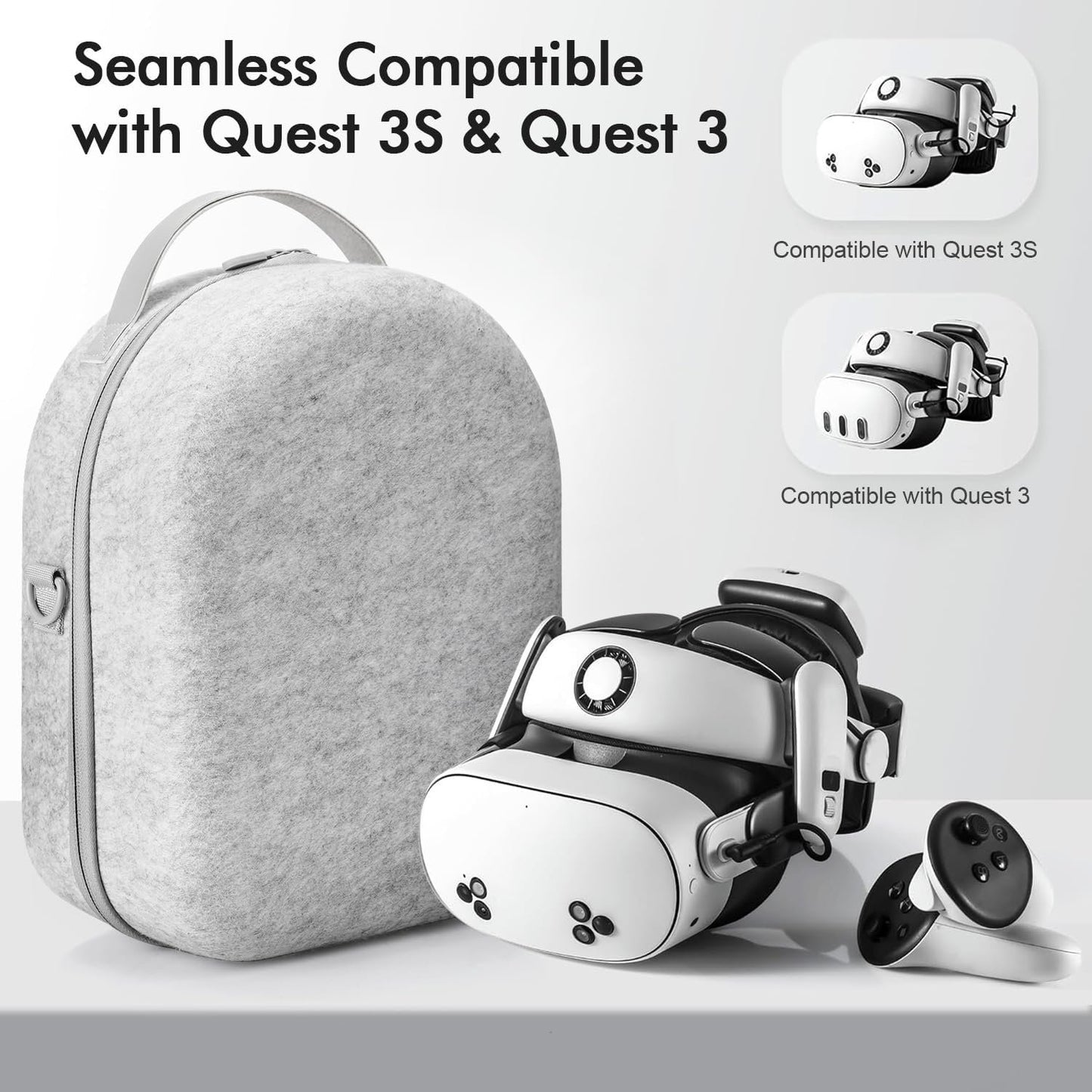 Teeaam Large Carrying Case for Meta Quest 3S, Hard Travel Case for BOBOVR S3 Pro/Kiwi Design Battery Head Strap, Controllers and Other Accessories, Portable Travel Bag for Oculus Quest 3S/Quest 3