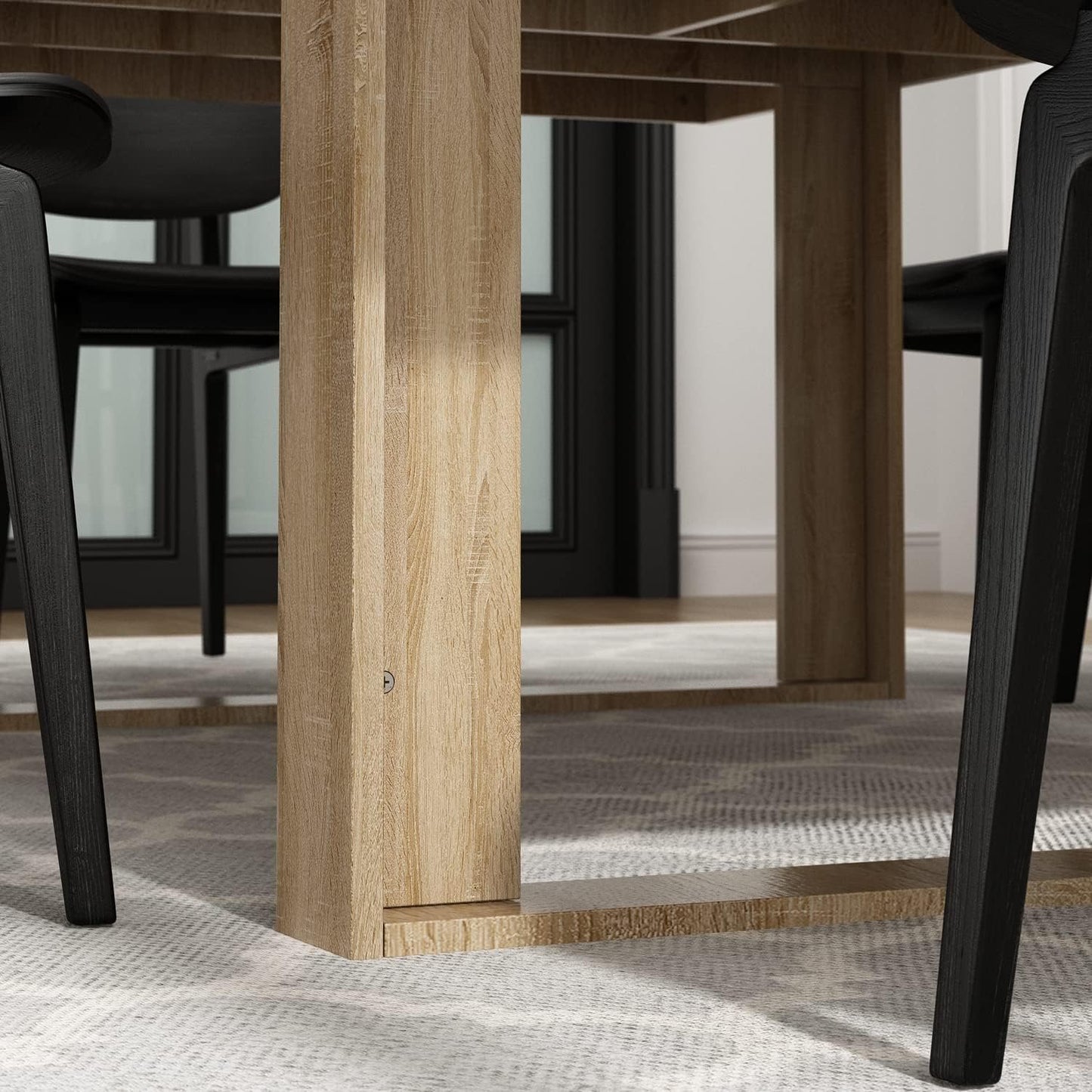 Hitow 86.6-Inch Rectangular Dining Table for 8-10 People, Wood Kitchen Table With Thicken Tabletop, Office Conference Room, Dining Room Living Room, Wood Color