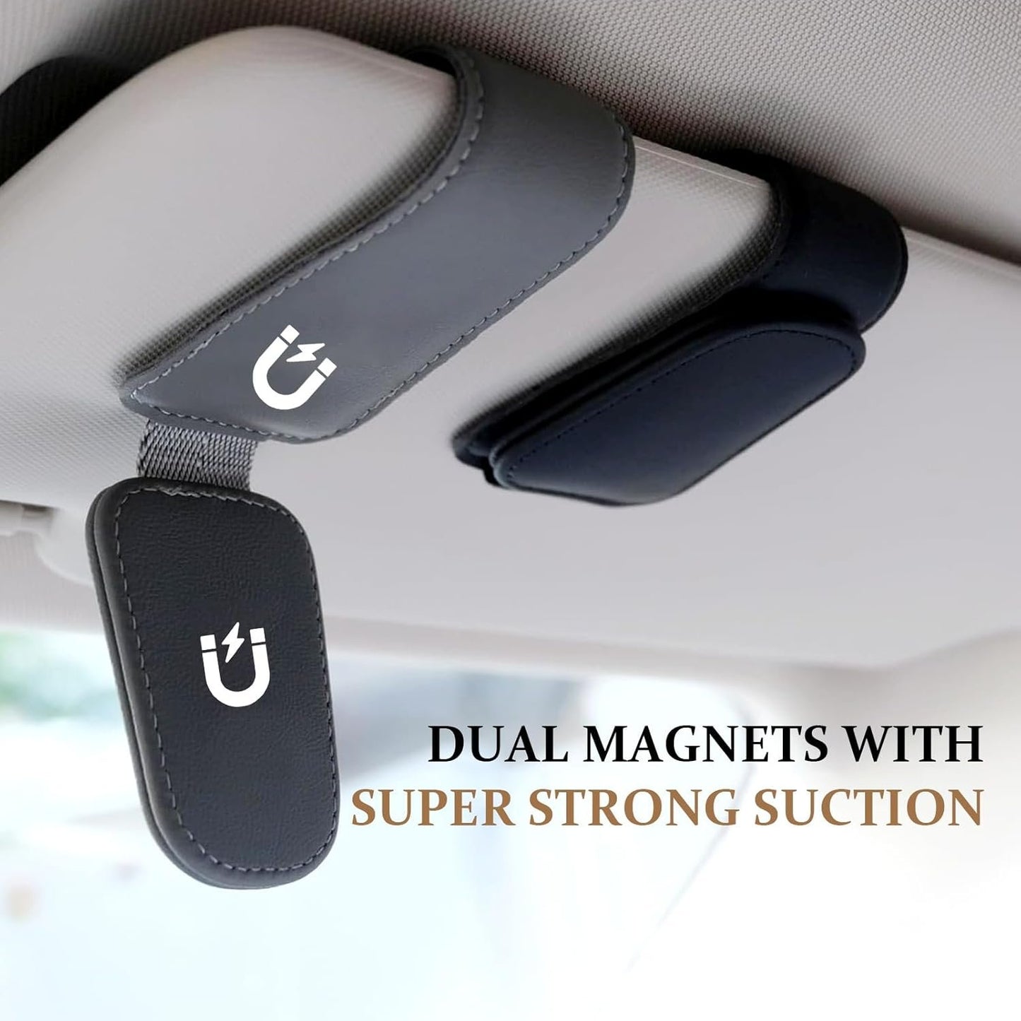 TUGUAI Sunglasses Holder for Car Visor 2 Packs, Glasses Clip for Cars,Auto Interior Accessories Universal for SUV Pickup Truck, Black