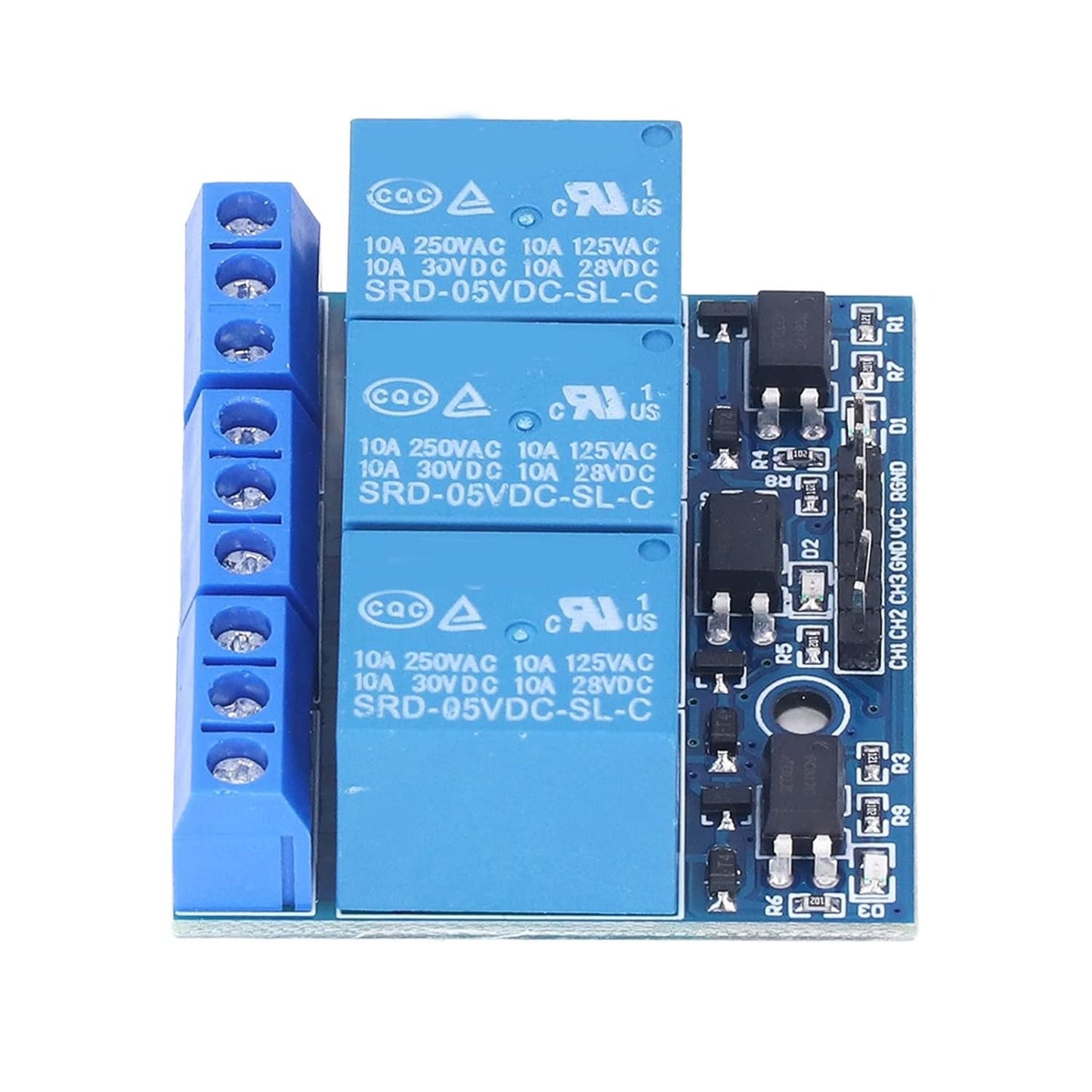 3 Channel Relay Module High Voltage Relay Board Isolated Optocoupler High Low Level Control for Home Automation (5v (3.3V Compatible))