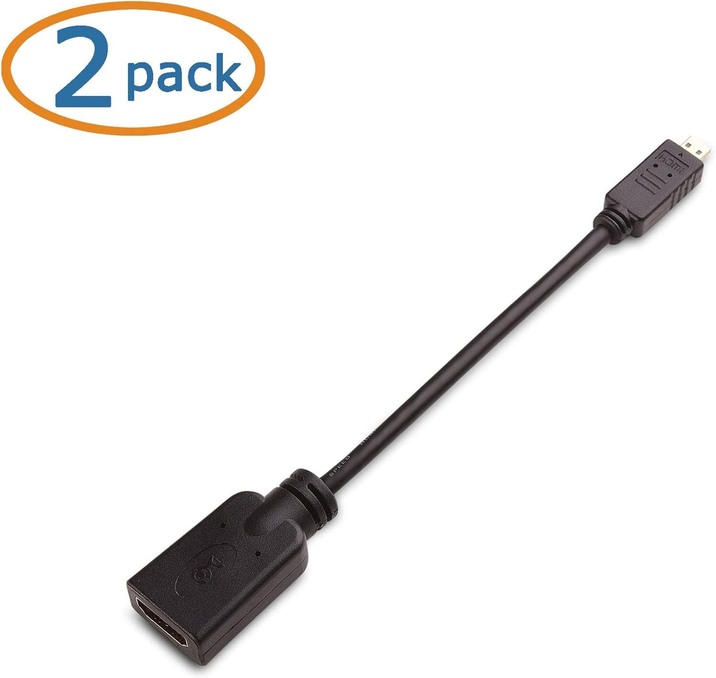 Cable Matters 2-Pack Micro HDMI to HDMI Adapter (HDMI to Micro HDMI Adapter) 6 Inches with 4K and HDR Support for Raspberry Pi 4 and More