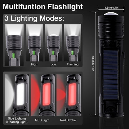 Flashlight Rechargeable, 5 Modes LED Torch Light 500000 High Lumen Super Bright, Zoomable, Water-Resistant, Tactical Flashlights for Camping, Hiking, Emergencies, Dog Walking Outdoor Indoor