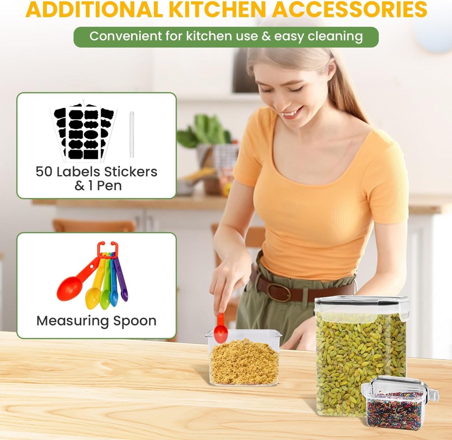 Necomi 42 Pack Airtight Food Storage Containers Set, BPA Free Leak-Proof Kitchen Pantry Organizations, Kitchen Canisters Set, Seal for Flour & Dry Foods, Cereal Storage Containers (42)