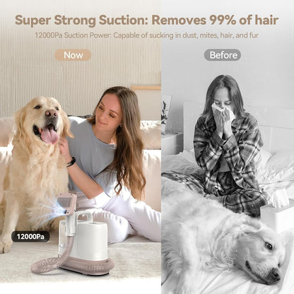 Redroad P17 Dog Grooming 400W, 6-in-1 Function, 3 Speed Settings, For Pet Grooming, Shaving, and Vacuuming, Quiet Design for Trimming Cat and Dog Hair, Vacuum Suction Removes 99% of Pet Hair